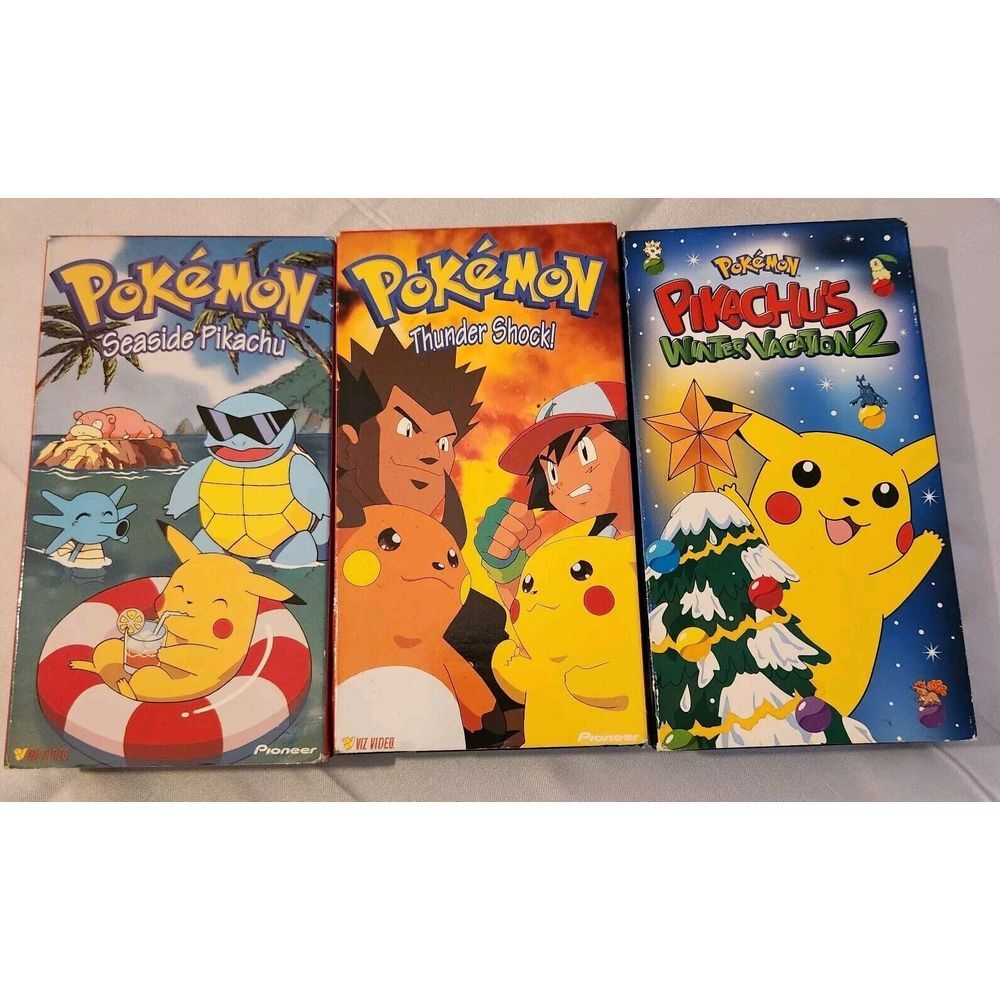 Lot Of 3 Vintage Pokemon VHS Tape Pokémon Seaside Pikachu Non Tested For Parts